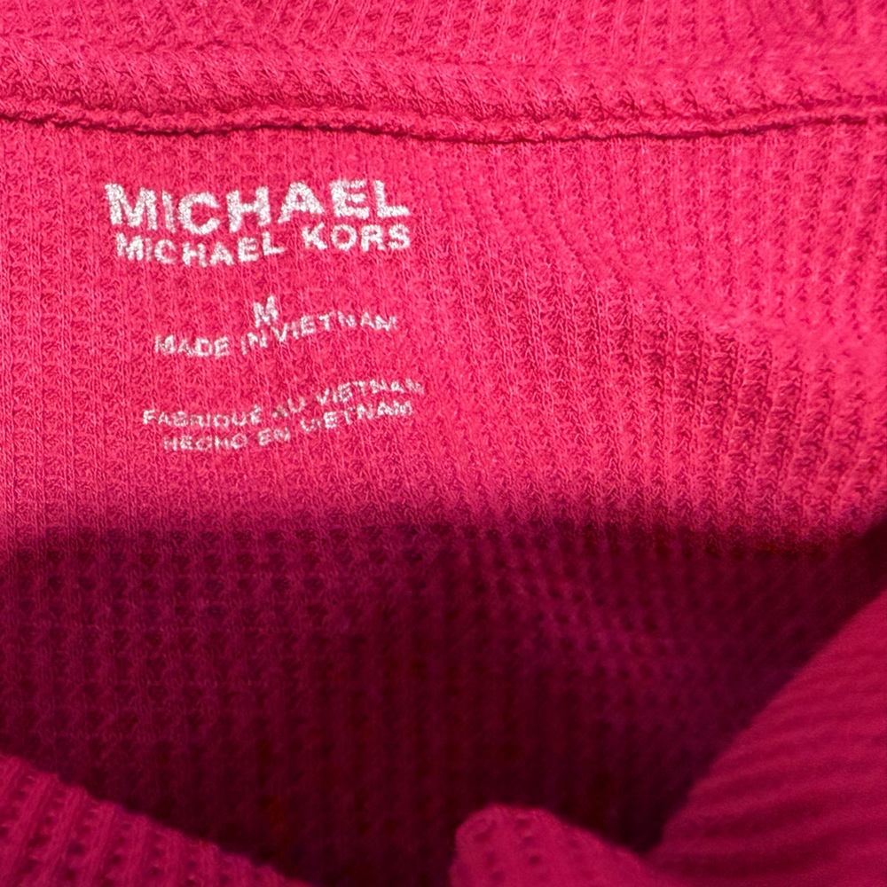 Michael Kors Hot Pink Waffle Knit cowl neck pullover sweater - Picture 2 of 7